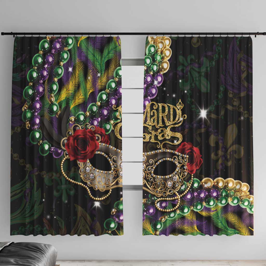 Mardi Gras 2025 Window Curtain Beadeds With Gorgeous Mask - Wonder Print Shop