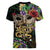 Mardi Gras 2025 Women V-Neck T-Shirt Beadeds With Gorgeous Mask - Wonder Print Shop