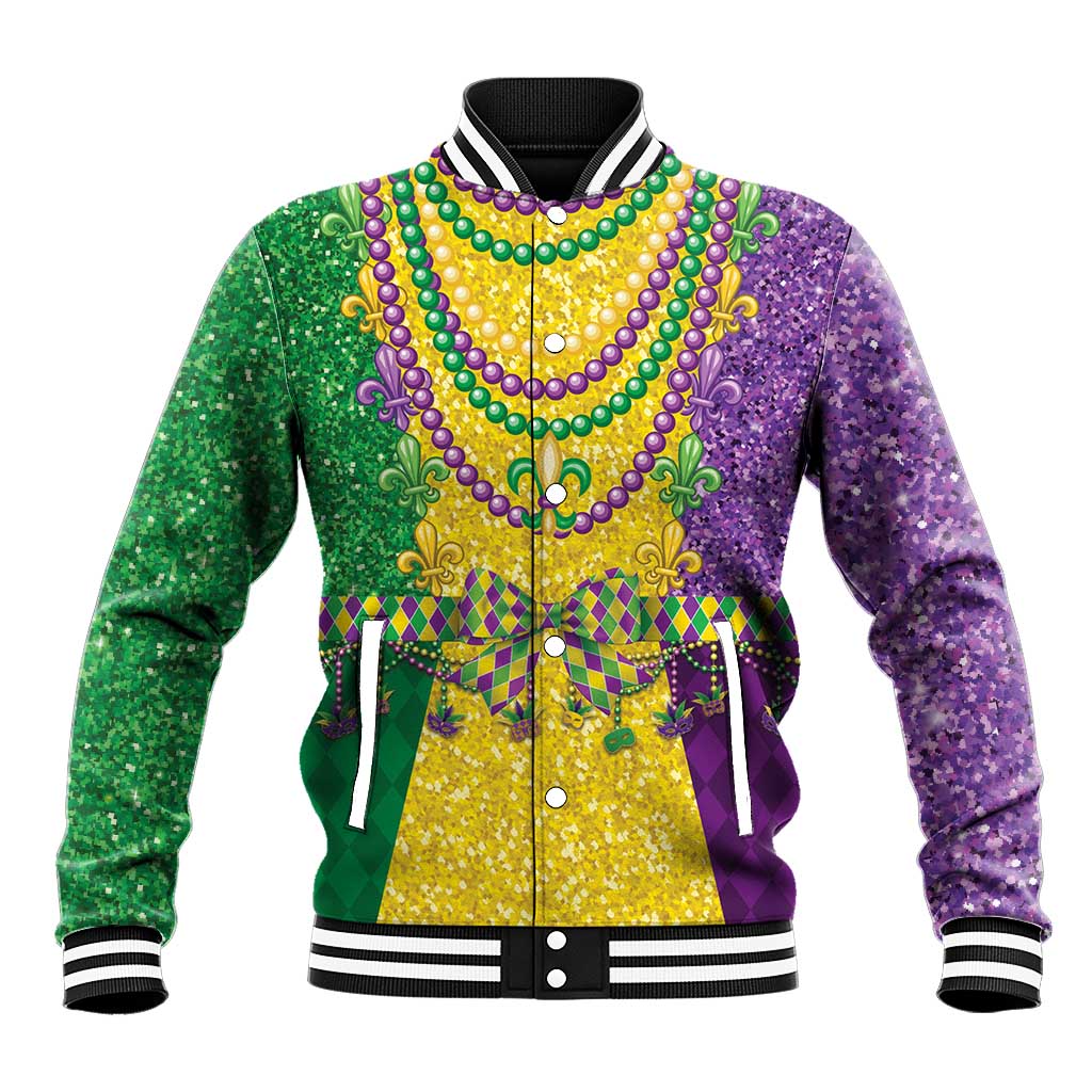 Mardi Gras Baseball Jacket Beadeds Necklace With Fleur De Lis - Wonder Print Shop