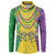 Mardi Gras Button Sweatshirt Beadeds Necklace With Fleur De Lis - Wonder Print Shop