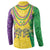 Mardi Gras Button Sweatshirt Beadeds Necklace With Fleur De Lis - Wonder Print Shop