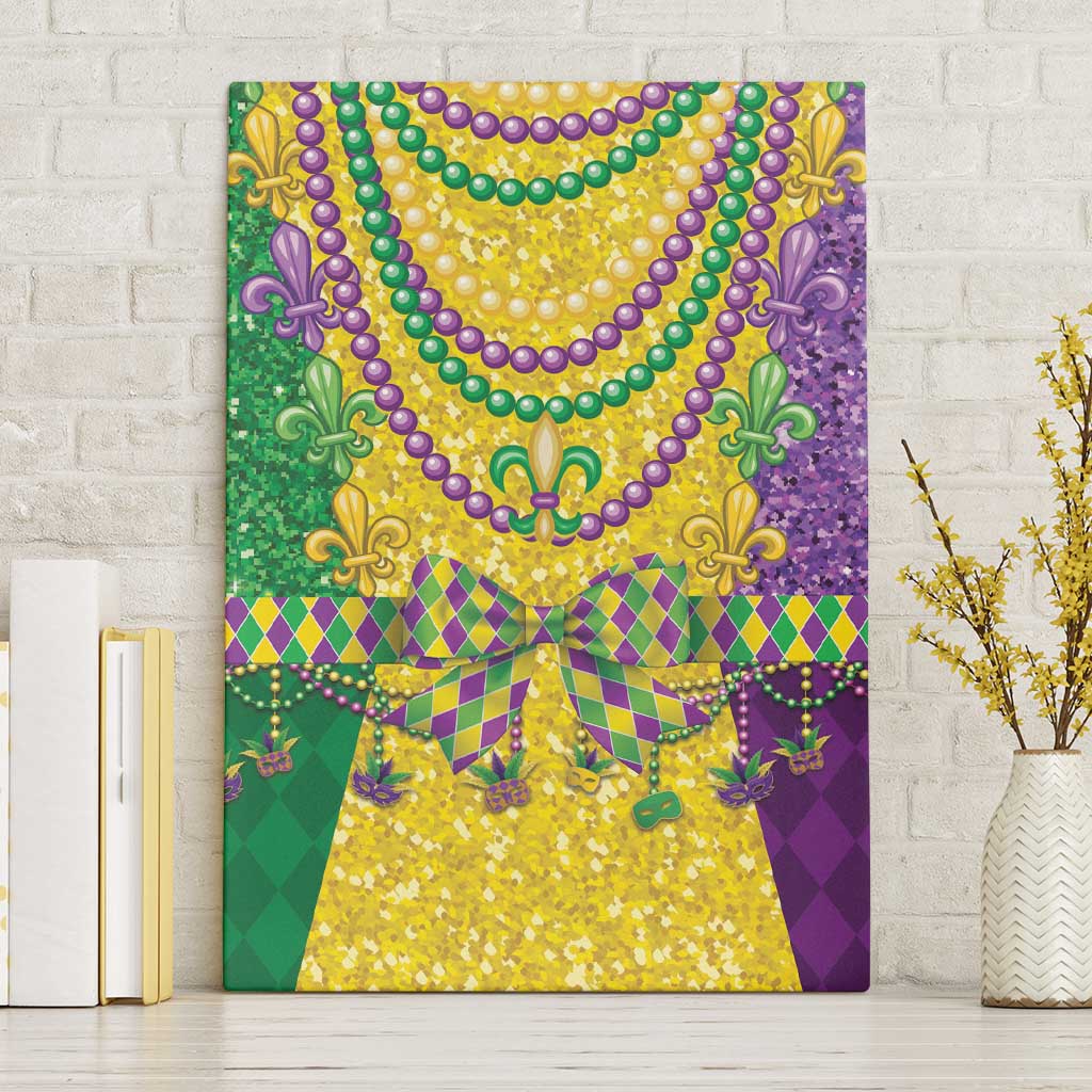 Mardi Gras Canvas Wall Art Beadeds Necklace With Fleur De Lis - Wonder Print Shop