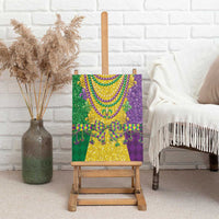 Canvas wall art featuring jeweled beaded necklace and fleur-de-lis motifs, front view