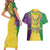 Mardi Gras Couples Matching Short Sleeve Bodycon Dress and Hawaiian Shirt Beadeds Necklace With Fleur De Lis - Wonder Print Shop