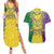 Mardi Gras Couples Matching Summer Maxi Dress and Hawaiian Shirt Beadeds Necklace With Fleur De Lis - Wonder Print Shop