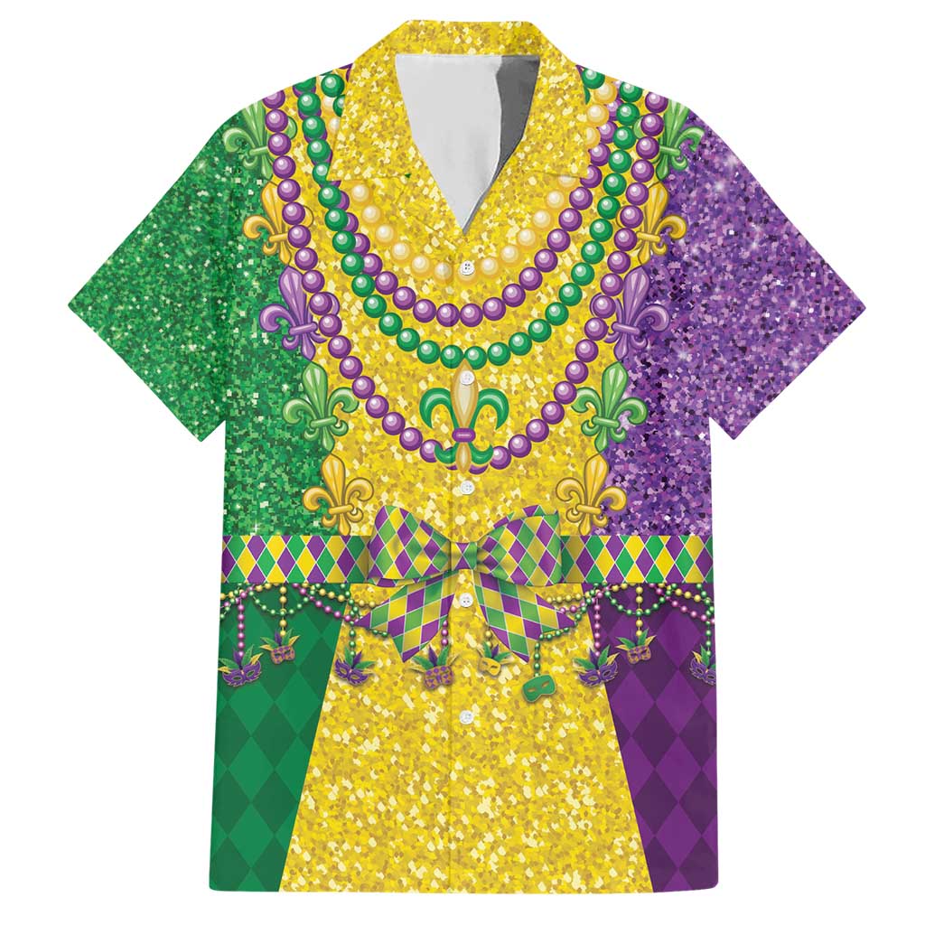 Mardi Gras Hawaiian Shirt Beadeds Necklace With Fleur De Lis - Wonder Print Shop