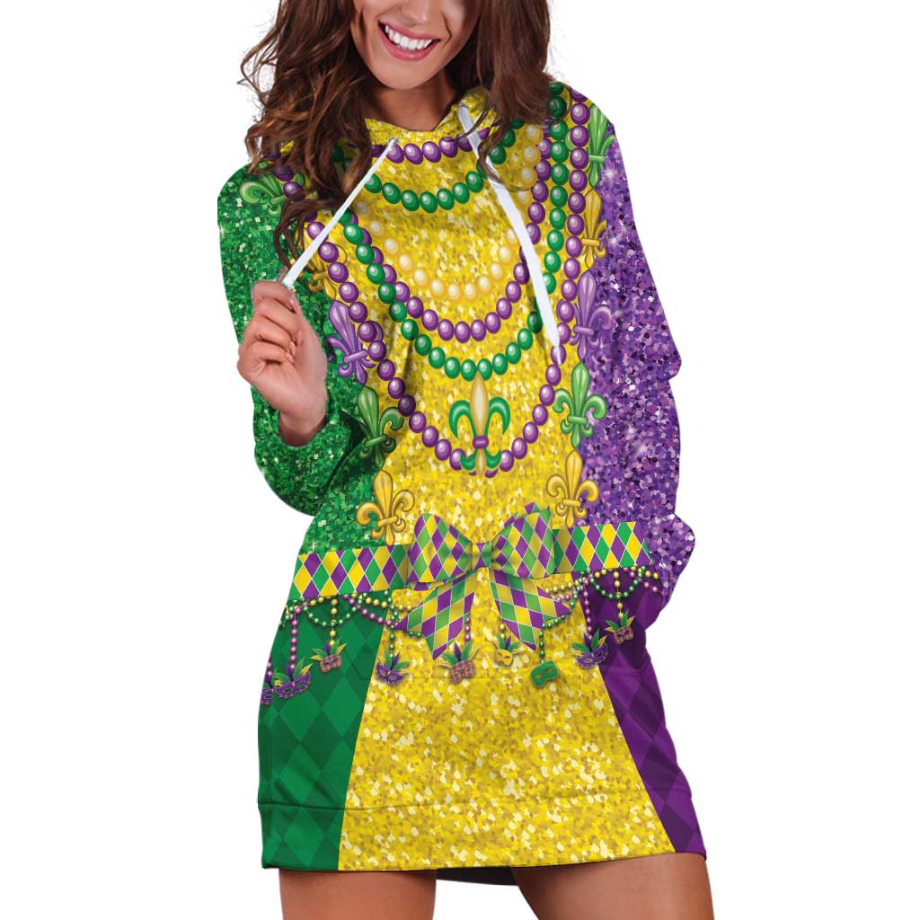 Mardi Gras Hoodie Dress Beadeds Necklace With Fleur De Lis - Wonder Print Shop