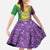 Mardi Gras Kid Short Sleeve Dress Beadeds Necklace With Fleur De Lis - Wonder Print Shop