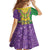 Mardi Gras Kid Short Sleeve Dress Beadeds Necklace With Fleur De Lis - Wonder Print Shop