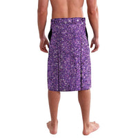 Purple sequined wrap skirt with subtle bead pattern and vertical seam details