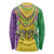 Mardi Gras Long Sleeve Shirt Beadeds Necklace With Fleur De Lis - Wonder Print Shop