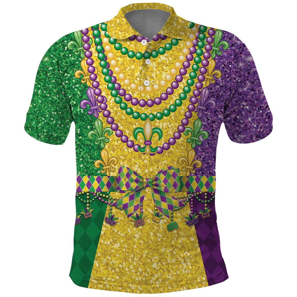 Mardi Gras Polo Shirt Beadeds Necklace With Fleur De Lis - Wonder Print Shop