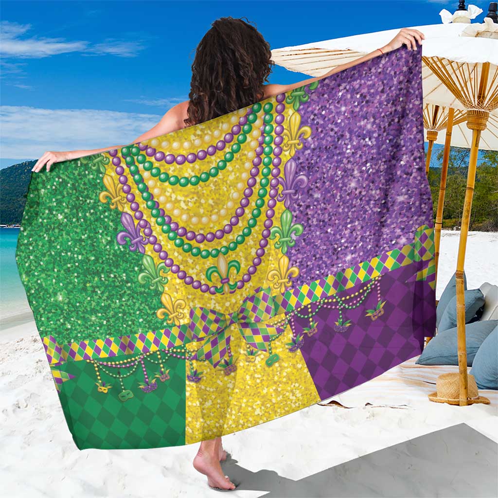 Mardi Gras Sarong Beadeds Necklace With Fleur De Lis