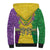 Mardi Gras Sherpa Hoodie Beadeds Necklace With Fleur De Lis - Wonder Print Shop