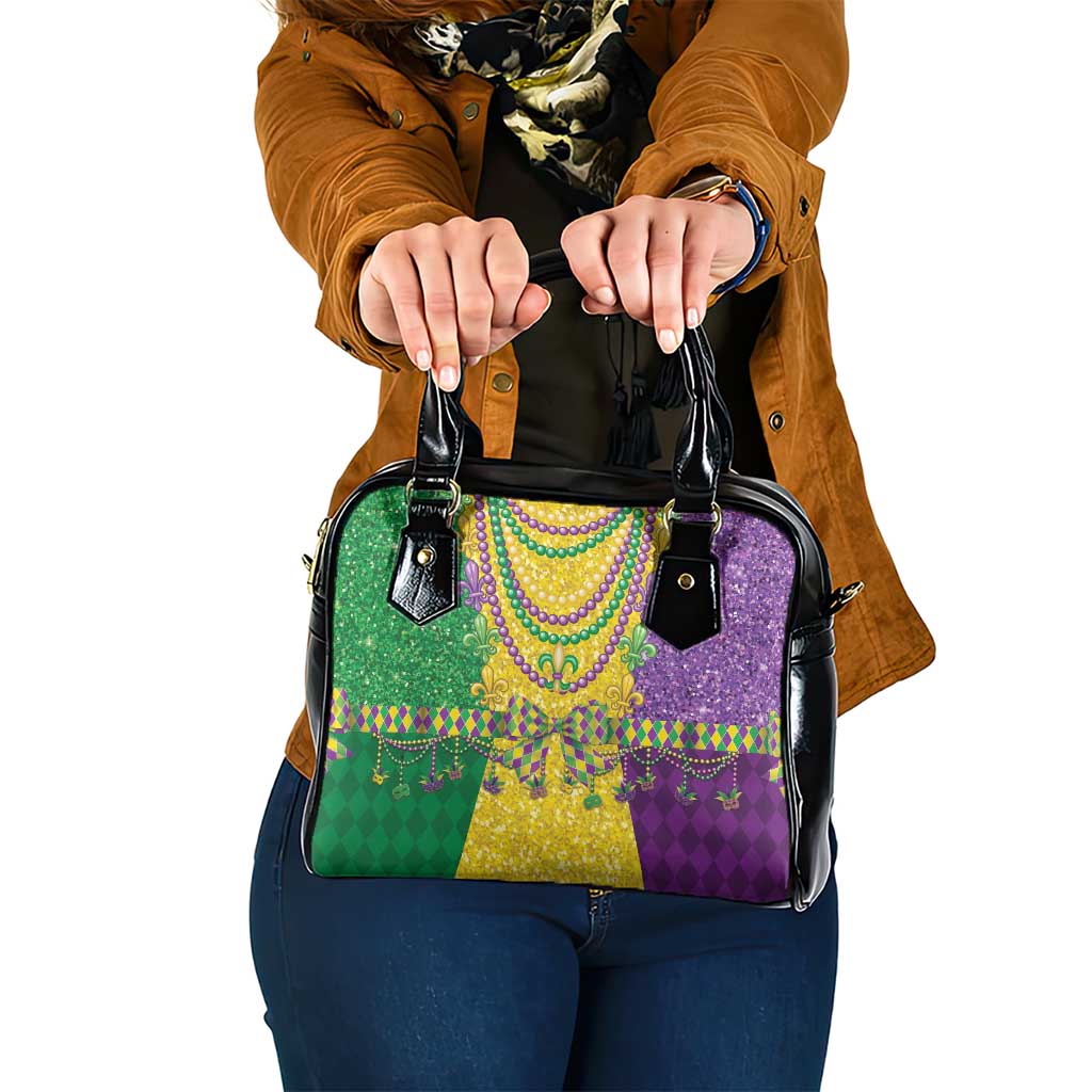 Mardi Gras Shoulder Handbag Beadeds Necklace With Fleur De Lis