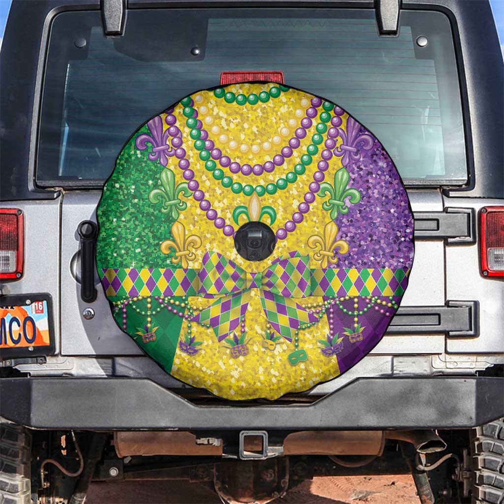 Mardi Gras Spare Tire Cover Beadeds Necklace With Fleur De Lis - Wonder Print Shop