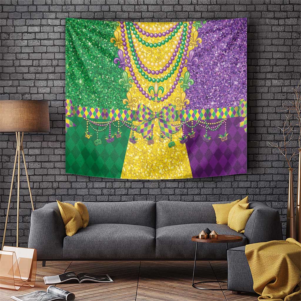 Mardi Gras Tapestry Beadeds Necklace With Fleur De Lis - Wonder Print Shop