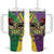 Mardi Gras Tumbler With Handle Beadeds Necklace With Fleur De Lis