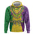 Mardi Gras Zip Hoodie Beadeds Necklace With Fleur De Lis - Wonder Print Shop