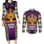 King Mask Mardi Gras Couples Matching Long Sleeve Bodycon Dress and Long Sleeve Button Shirt Let's Party Beadeds With Fleur De Lis - Wonder Print Shop