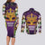 King Mask Mardi Gras Couples Matching Long Sleeve Bodycon Dress and Long Sleeve Button Shirt Let's Party Beadeds With Fleur De Lis - Wonder Print Shop