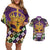 King Mask Mardi Gras Couples Matching Off Shoulder Short Dress and Hawaiian Shirt Let's Party Beadeds With Fleur De Lis - Wonder Print Shop