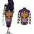 King Mask Mardi Gras Couples Matching Off The Shoulder Long Sleeve Dress and Long Sleeve Button Shirt Let's Party Beadeds With Fleur De Lis