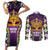 King Mask Mardi Gras Couples Matching Short Sleeve Bodycon Dress and Long Sleeve Button Shirt Let's Party Beadeds With Fleur De Lis - Wonder Print Shop