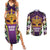 King Mask Mardi Gras Couples Matching Summer Maxi Dress and Long Sleeve Button Shirt Let's Party Beadeds With Fleur De Lis - Wonder Print Shop