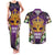 King Mask Mardi Gras Couples Matching Tank Maxi Dress and Hawaiian Shirt Let's Party Beadeds With Fleur De Lis - Wonder Print Shop