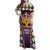 King Mask Mardi Gras Family Matching Off Shoulder Maxi Dress and Hawaiian Shirt Let's Party Beadeds With Fleur De Lis - Wonder Print Shop