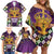 King Mask Mardi Gras Family Matching Off Shoulder Short Dress and Hawaiian Shirt Let's Party Beadeds With Fleur De Lis - Wonder Print Shop