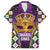 King Mask Mardi Gras Family Matching Off Shoulder Short Dress and Hawaiian Shirt Let's Party Beadeds With Fleur De Lis - Wonder Print Shop