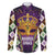 King Mask Mardi Gras Family Matching Off Shoulder Short Dress and Hawaiian Shirt Let's Party Beadeds With Fleur De Lis - Wonder Print Shop