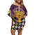 King Mask Mardi Gras Family Matching Off Shoulder Short Dress and Hawaiian Shirt Let's Party Beadeds With Fleur De Lis - Wonder Print Shop