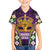 King Mask Mardi Gras Family Matching Off Shoulder Short Dress and Hawaiian Shirt Let's Party Beadeds With Fleur De Lis - Wonder Print Shop