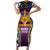 King Mask Mardi Gras Family Matching Short Sleeve Bodycon Dress and Hawaiian Shirt Let's Party Beadeds With Fleur De Lis - Wonder Print Shop