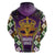 King Mask Mardi Gras Hoodie Let's Party Beadeds With Fleur De Lis - Wonder Print Shop