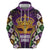 King Mask Mardi Gras Hoodie Let's Party Beadeds With Fleur De Lis - Wonder Print Shop