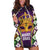 King Mask Mardi Gras Hoodie Dress Let's Party Beadeds With Fleur De Lis - Wonder Print Shop