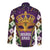 King Mask Mardi Gras Long Sleeve Button Shirt Let's Party Beadeds With Fleur De Lis - Wonder Print Shop