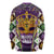 King Mask Mardi Gras Long Sleeve Shirt Let's Party Beadeds With Fleur De Lis - Wonder Print Shop