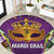 King Mask Mardi Gras Round Carpet Let's Party Beadeds With Fleur De Lis