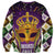 King Mask Mardi Gras Sweatshirt Let's Party Beadeds With Fleur De Lis - Wonder Print Shop