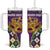 King Mask Mardi Gras Tumbler With Handle Let's Party Beadeds With Fleur De Lis