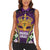 King Mask Mardi Gras Women Sleeveless Polo Shirt Let's Party Beadeds With Fleur De Lis - Wonder Print Shop