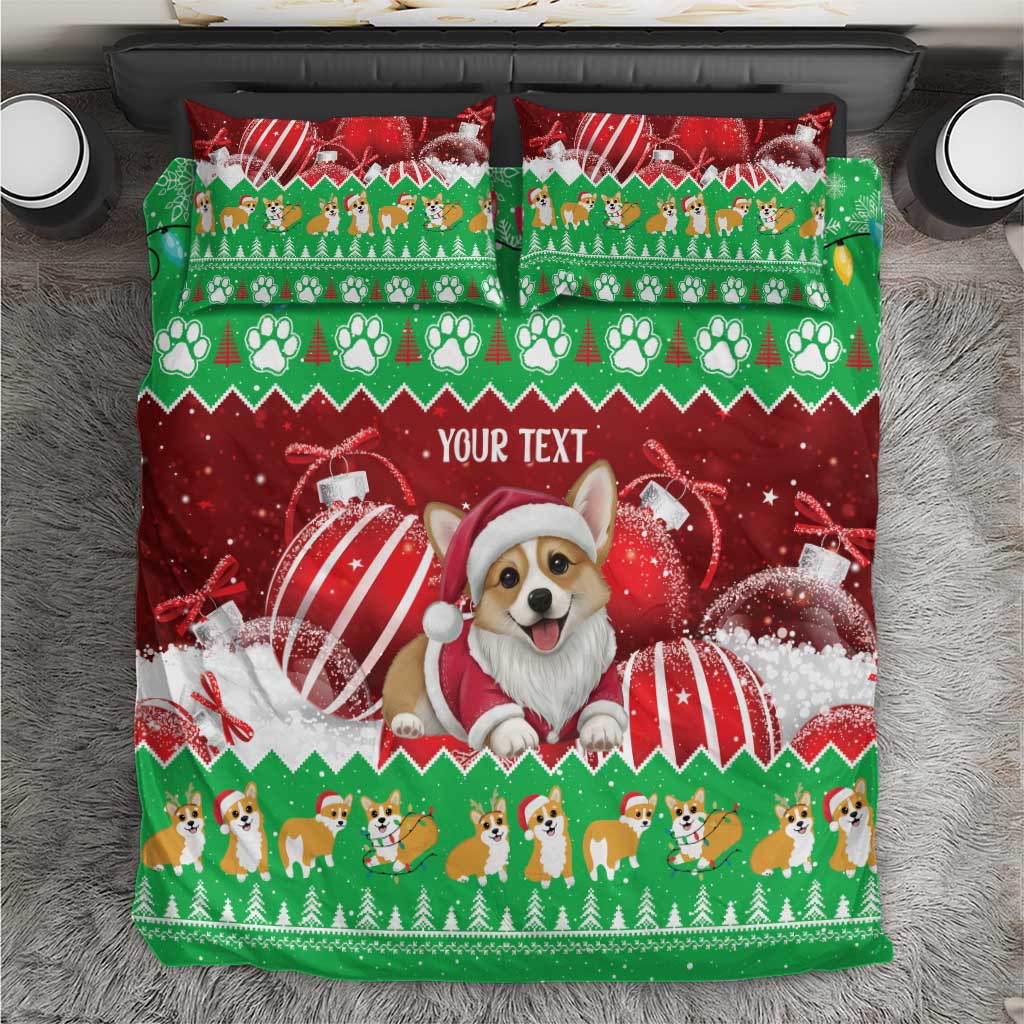 Personalised Wales Corgi Christmas Bedding Set Merry Corg-mas Flag Color - Wonder Print Shop