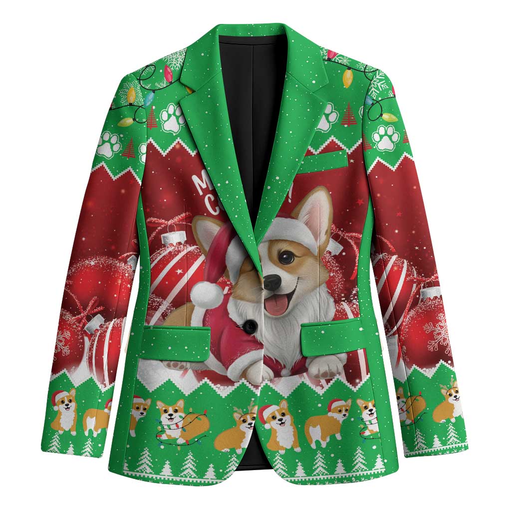 Personalised Wales Corgi Christmas Blazer Merry Corg-mas Flag Color - Wonder Print Shop
