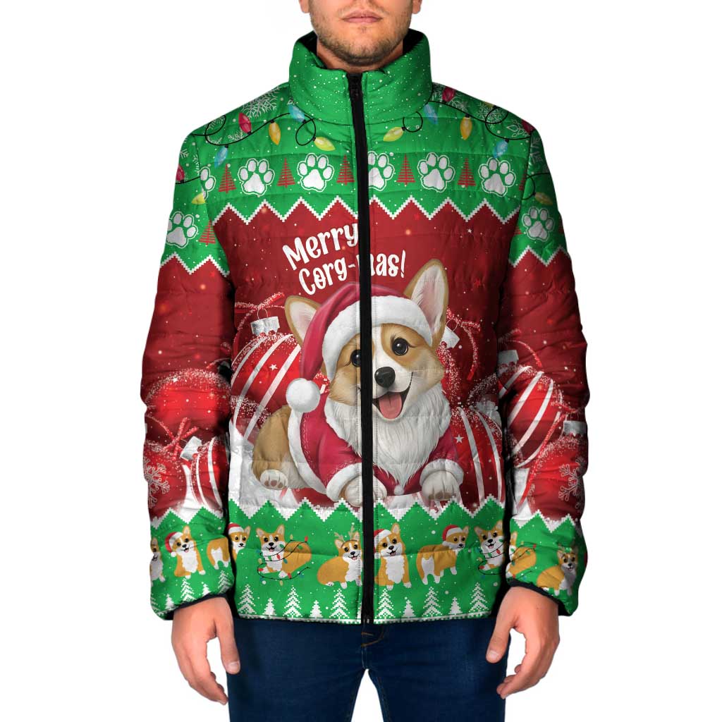 Personalised Wales Corgi Christmas Padded Jacket Merry Corg-mas Flag Color - Wonder Print Shop