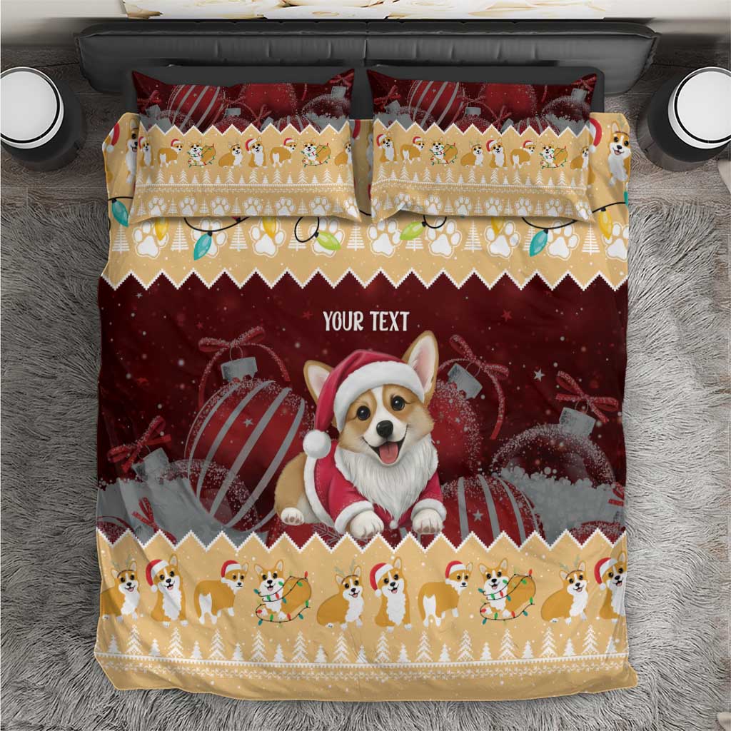 Personalised Wales Corgi Christmas Bedding Set Merry Corg-mas Yellow Color - Wonder Print Shop